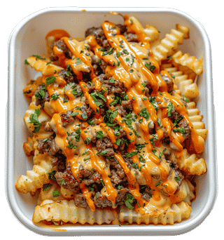 Basket of golden crispy french fries served with burgers at Grill Hub in West Orange, NJ